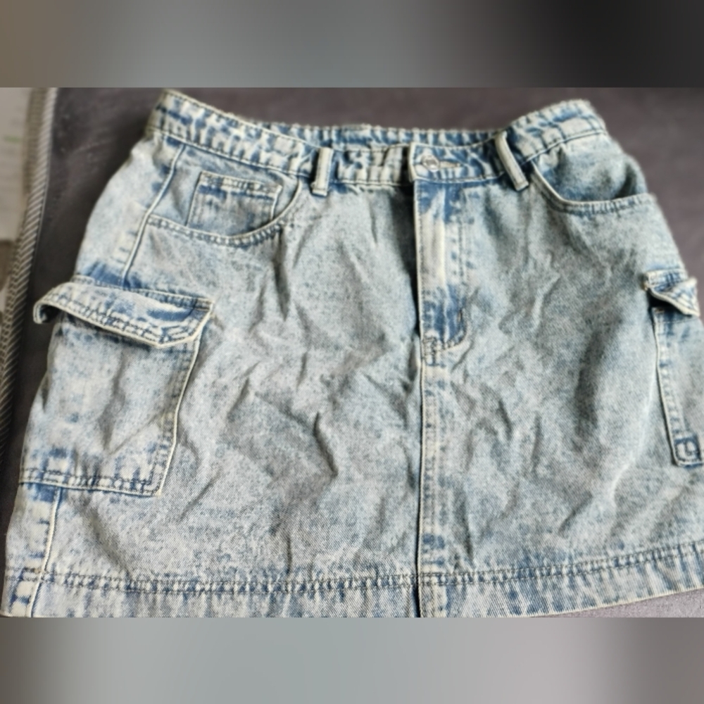 Denim Mini Skirt with Pockets